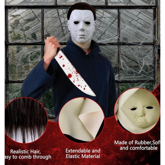 NEW Michael Myers Mask Halloween Costume Prop Realistic Hair One Size Adult - Picture 3 of 4
